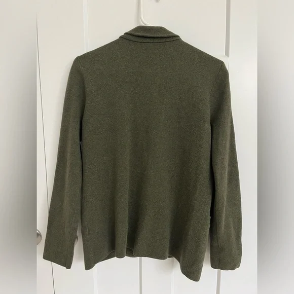J.Crew Green Knit Blazer Jacket Women’s Small 100% Cotton One Button Pockets - Picture 6 of 9